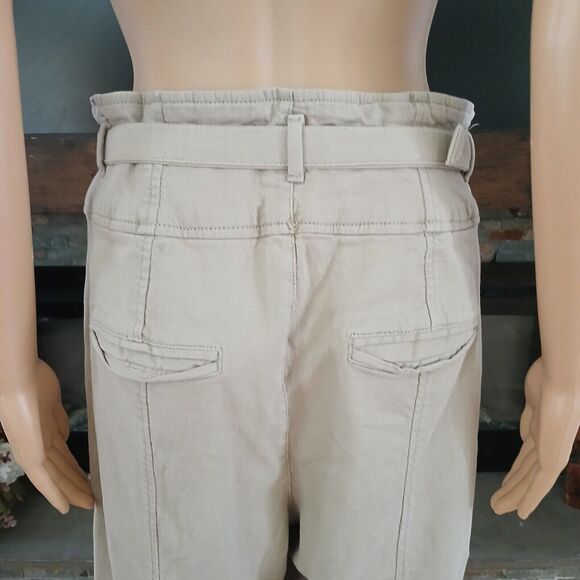 The Gap Paper Bag Waist High Rise Khaki Belted Women's 14/18 Comfy Casual Pants - Picture 3 of 9